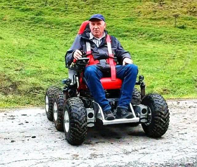 The British uncle spent nearly five years designing automatic wheelchairs that looked like small mountain bikes