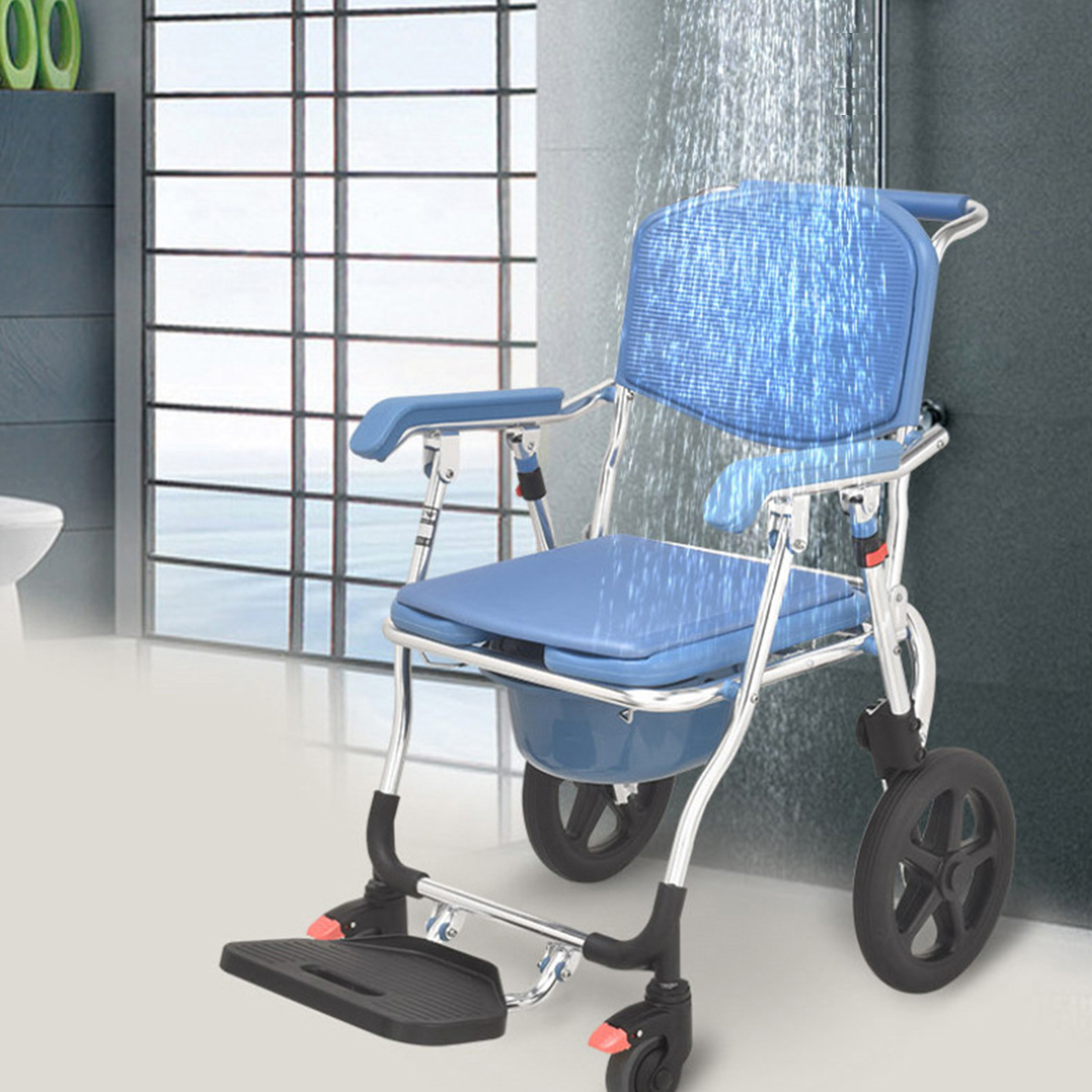 TCM6991 9.5kg good price shower chair wheelchair hospital toilet commode chair with bedp for the elderly