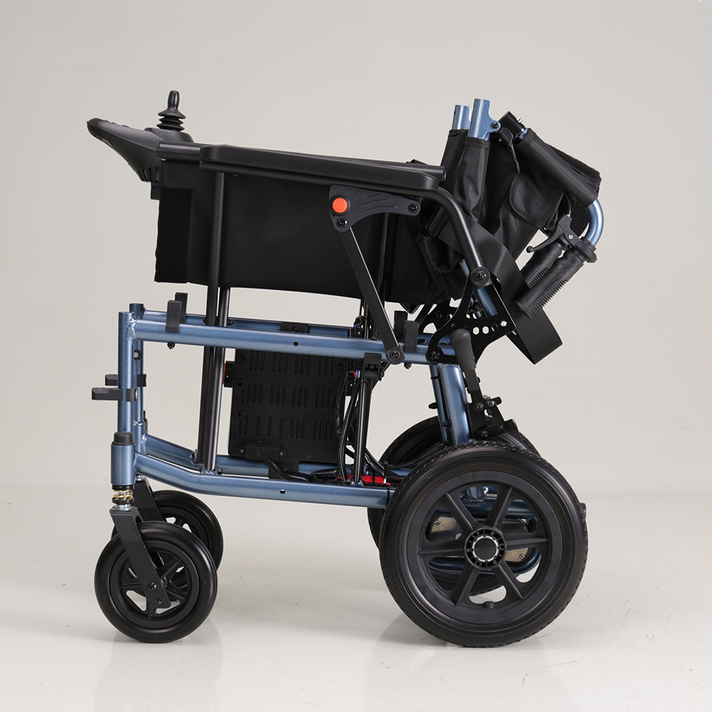 What structures of the product are used to achieve the climbing ability and uphill and downhill braking of an electric wheelchair?